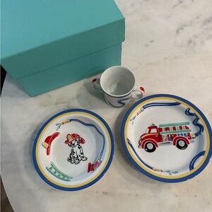 Tiffany & Co. Kids Firetruck Dinnerware Set w/ Box